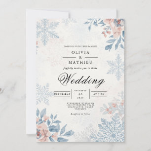 Icy Petal Winter Floral Wedding Invitation