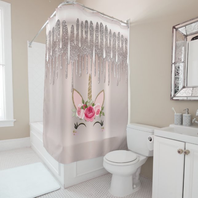 Icy Pink Rose Gold Diamond Glitter Drip Unicorn 2 (In Situ)