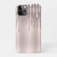 Icy Pink Rose Gold Diamond Glitter Sparkle Drip