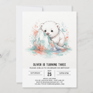 Icy Polar Bear Cub Birthday Invitation