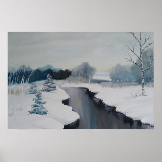 Icy River - a beautiful snowy landscape, winter  Poster