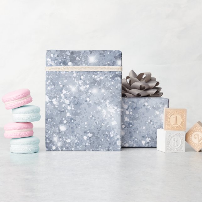 Icy Silver Frost Glitter White Glitter Pattern Wrapping Paper (Baby Shower)