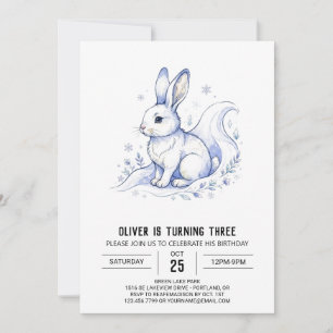 Icy Sky Bunny Birthday Invitation