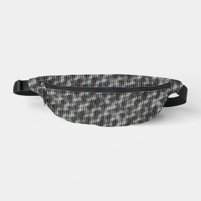 Icy slate geometric woven abstract pattern 1275 fanny pack (Front)