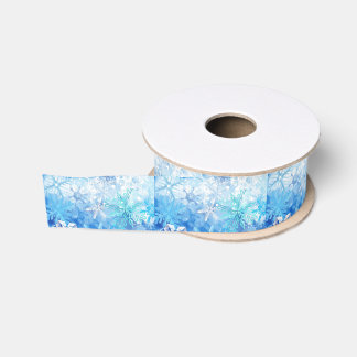 Icy Snow Flakes Grosgrain Ribbon