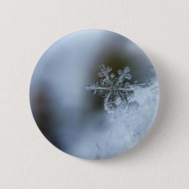 Icy Snowflake 2 Inch Round Button (Front)