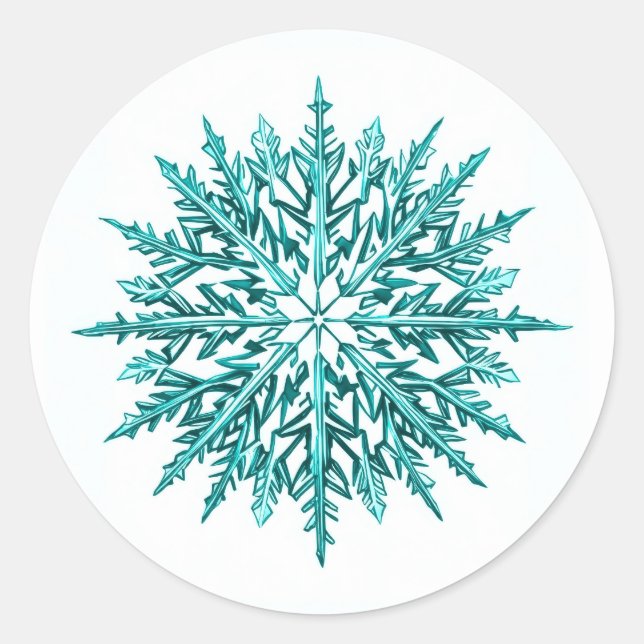 Icy Snowflake Classic Round Sticker (Front)