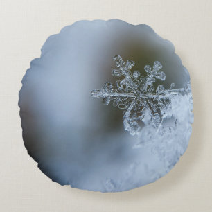Icy Snowflake Round Pillow