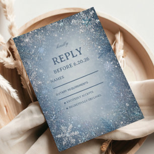 Icy Snowflakes Beneath Crystal Glow RSVP Card