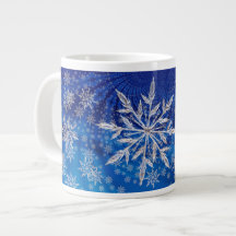 Icy Snowflakes on Blue