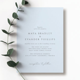 Icy Soft Blue | Airy Elegant Minimalist Wedding Invitation