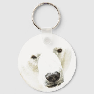 Icy stare of a polar bear keychain