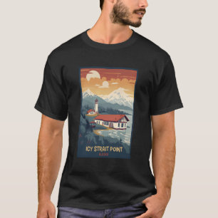Icy Strait Point Alaska Retro Travel Poster Graphi T-Shirt