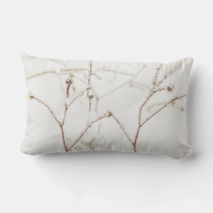 Icy Twigs and Snow Winter  Lumbar Pillow