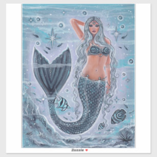 Icy water mermaid art par Renee Lavoie Sticker
