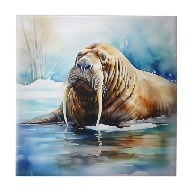 Icy Water Walrus Serene Tile (Front)