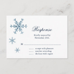 Icy Winter Snowflake Wedding RSVP