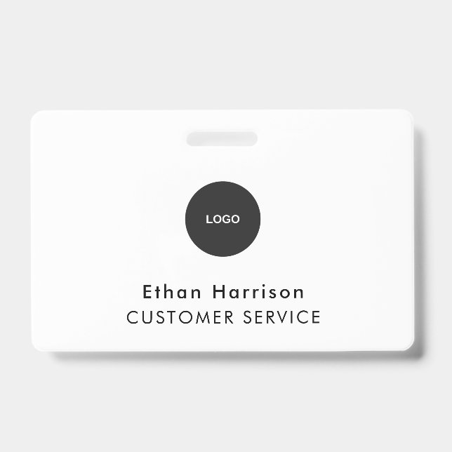 ID Badge Card | Business Employee Staff Logo White (Front)