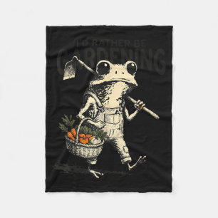 I'd be gardening funny frog gardening plant humour fleece blanket