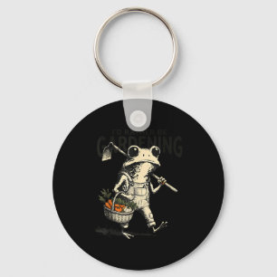 I'd be gardening funny frog gardening plant humour keychain