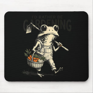 I'd be gardening funny frog gardening plant humour mouse pad