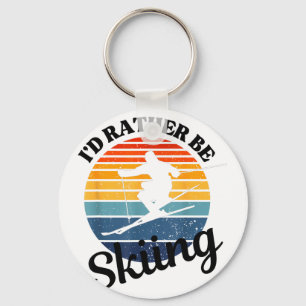 I'd be skiing vintage sunset - funny skiing keychain