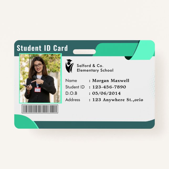 ID Card Badge Modern Business Student Photo (Front)
