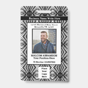 ID Card Employee Photo Name Logo Bar Custom Badge