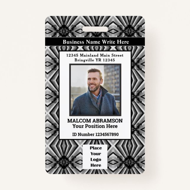 ID Card Employee Photo Name Logo Bar Custom Badge (Front)