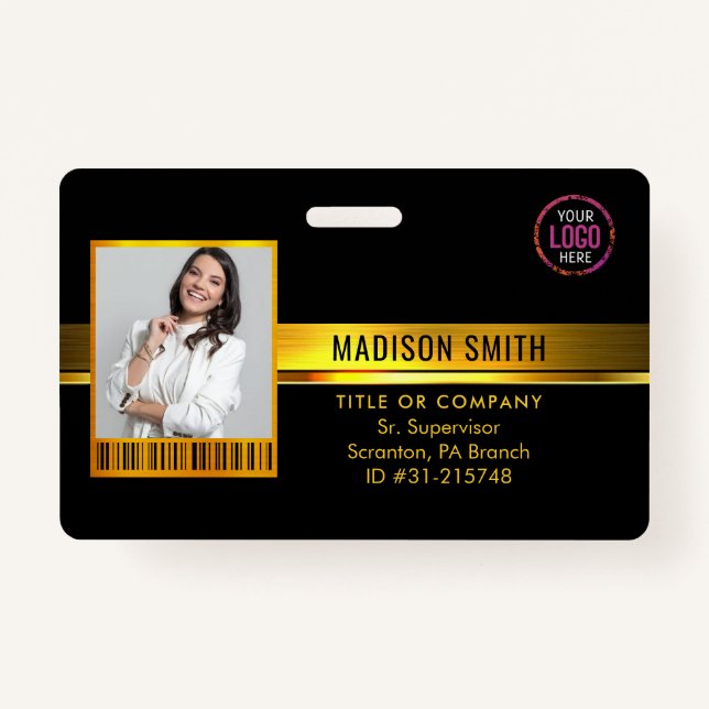  ID Card | Modern Minimalist Company Employee Badge (Front)