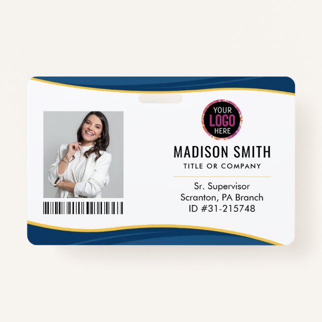  ID Card | Modern Minimalist Company Employee Badge (Front)