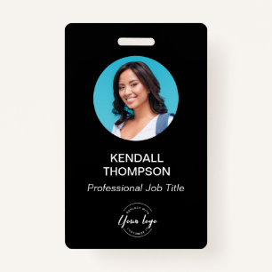 ID card simple modern black white Custom photo  Badge