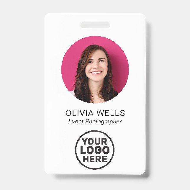 ID Card | Simple Modern  Photo Logo QR Badge (Front)