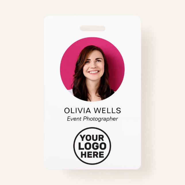 ID Card | Simple Modern  Photo Logo QR Badge (Front)