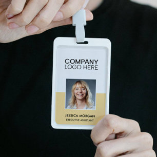 ID CORPORATE LOGO EMPLOYEE PHOTO LIGHT YELLOW BADGE