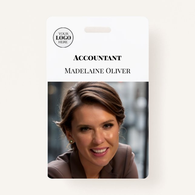 ID du comptable photo simple logo Badge (Devant)