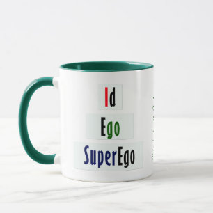 Id, Ego and Superego Psychology in Green and Black Mug