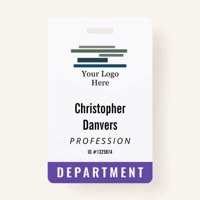 ID employé blanc violet Grand logo Badge (Devant)