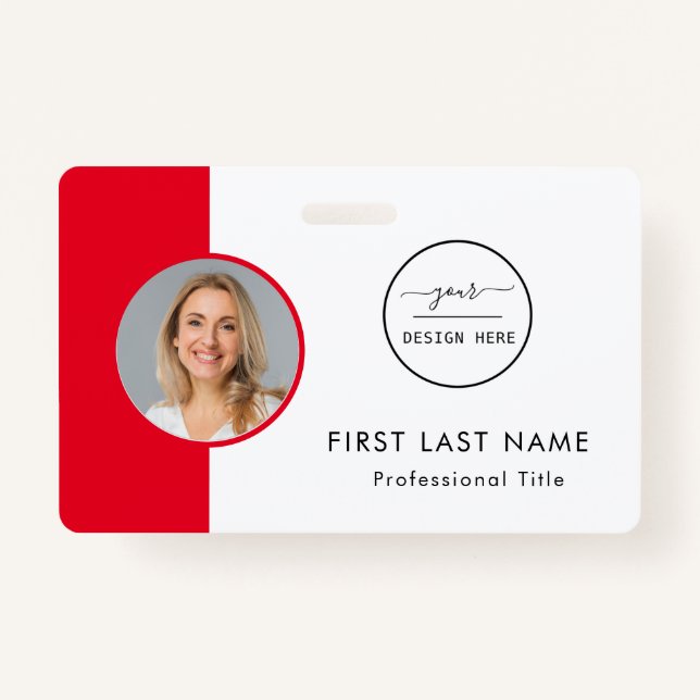 ID employé | Logo Turquoise - Badge d'ID photo (Devant)