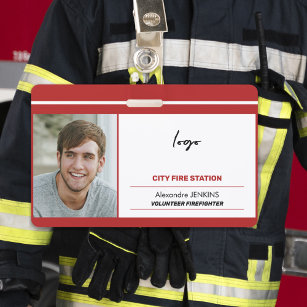 ID fireman volunteer city fire station template Badge