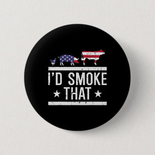 Id Grill That Chicken Pig Cow Us Flag Bbq Barbecue 2 Inch Round Button