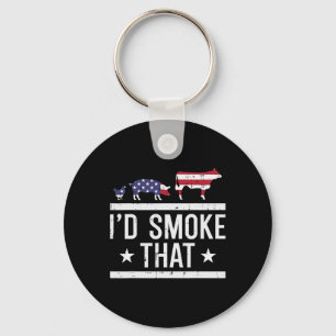 Id Grill That Chicken Pig Cow Us Flag Bbq Barbecue Keychain