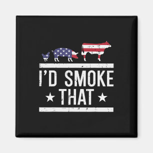 Id Grill That Chicken Pig Cow Us Flag Bbq Barbecue Magnet