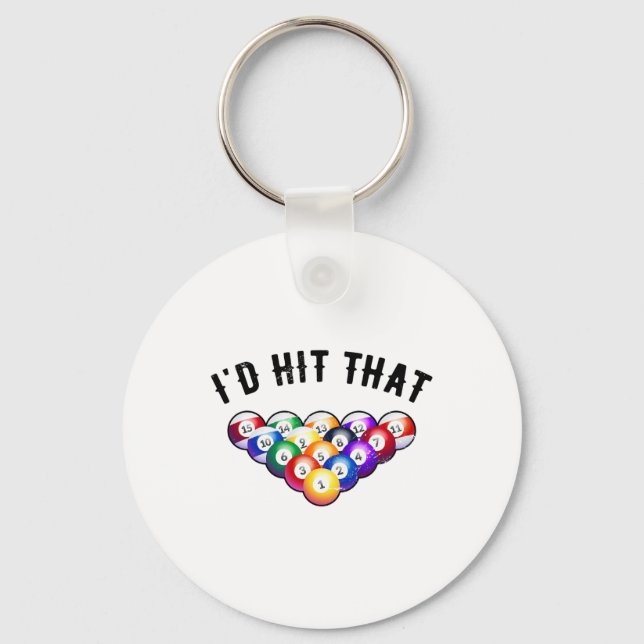 Id Hit That Billard Player Pool Billard Snooker Po Keychain (Front)