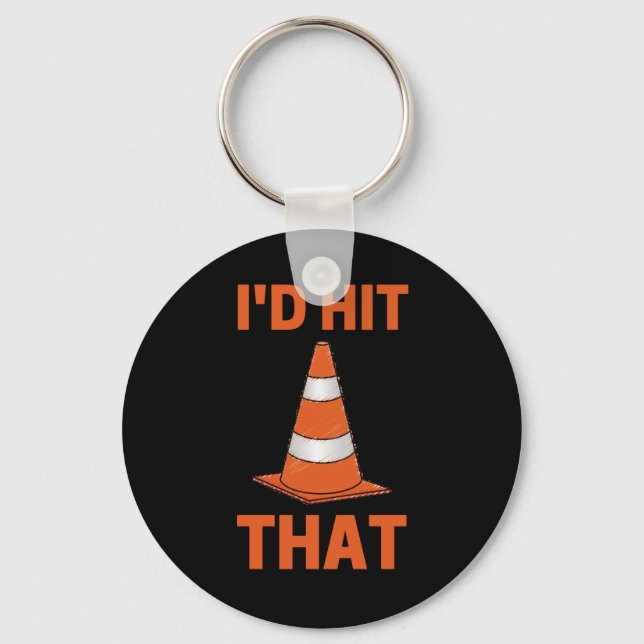 I'd hit that funny autocross driver orange cone keychain (Front)