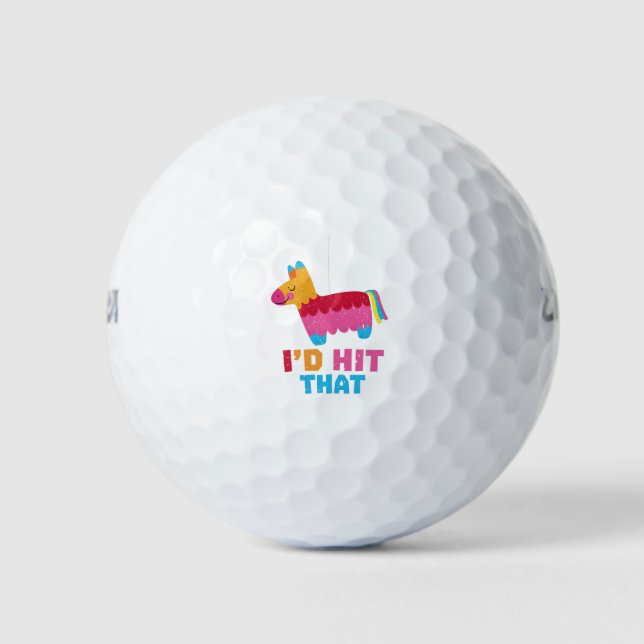 I'd Hit That Funny Pinata Mexican print for Mexica Golf Balls (Front)