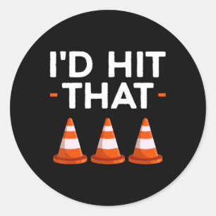 I'd Hit That Halloween Costume Traffic Cone Classic Round Sticker