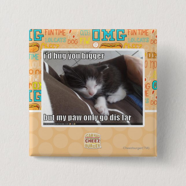 I'd hug you bigger 2 inch square button (Front)