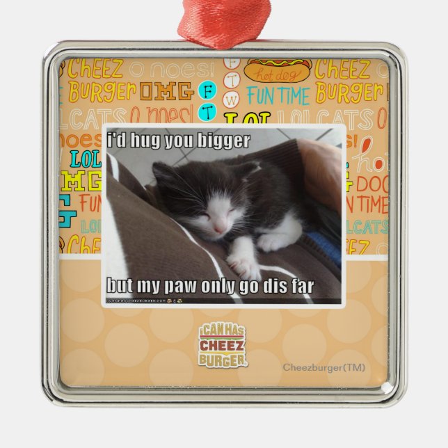 I'd hug you bigger metal ornament (Front)