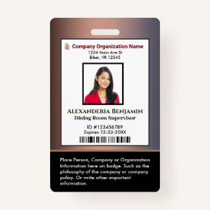 ID Identification Card Bar Code Photo Badge
